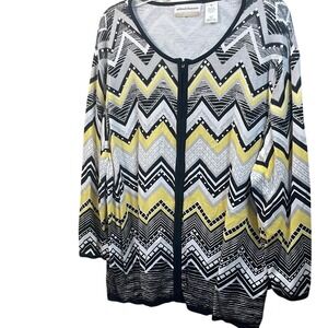 Alfred Dunner womens 3/4 sleeve zip cardigan, size 3X‎ maximalist